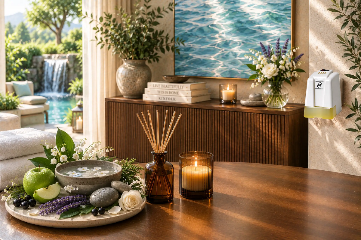 SPA huisparfum – frisse appel, lavendel en zachte houttonen Ambielectric