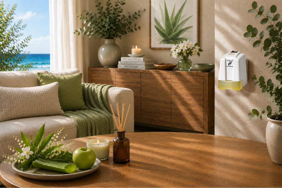 Aloe Vera huisparfum – frisse groene tonen met zachte bloemen en warme houtnuances Ambielectric