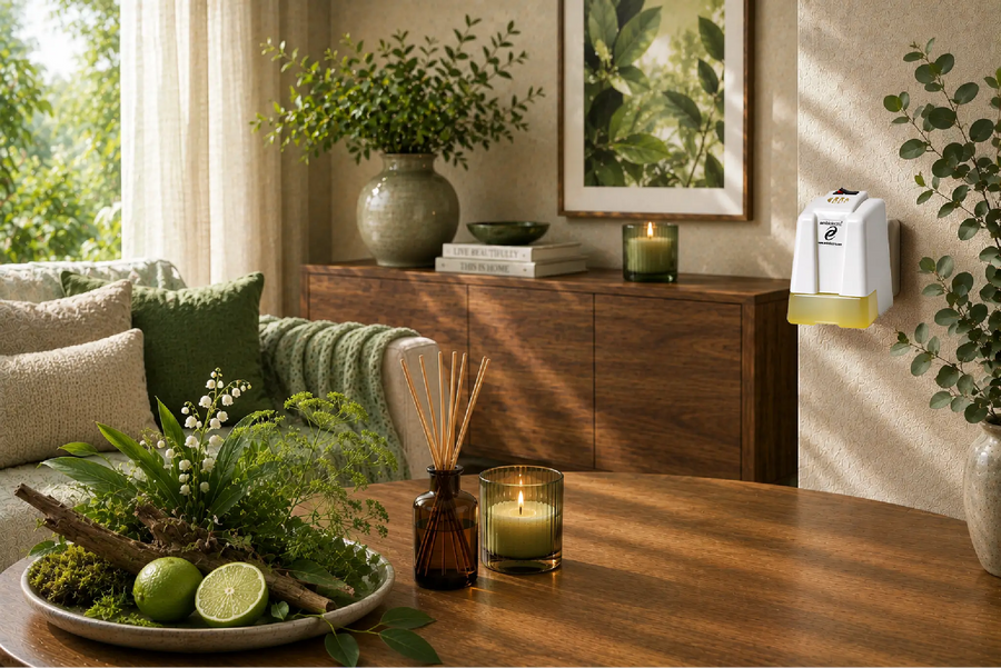 CKO huisparfum – frisse groene thee met bloemen, amber en sandelhout Ambielectric