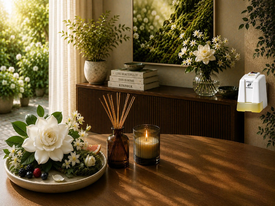 Gardenia huisparfum – elegante witte bloemen met een frisse, groene verfijning Ambielectric